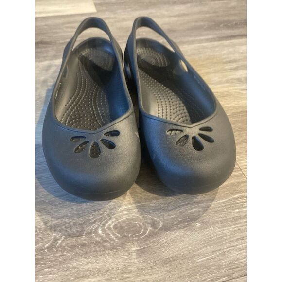 CROCS Kadee Slingback Ballet Black Flats Slip On Comfort Shoes Women's Size 9 - Picture 1 of 9